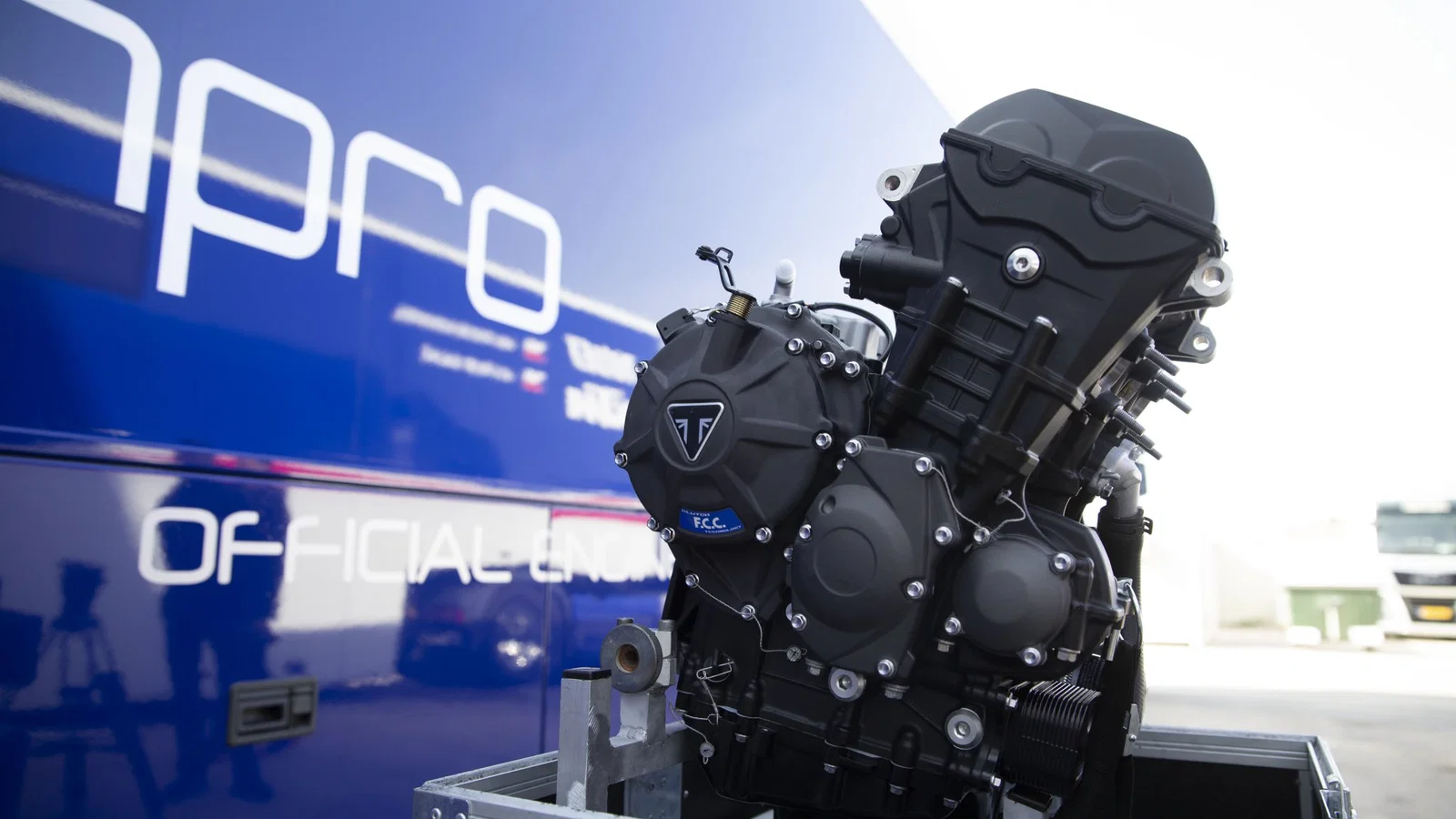 A Triumph Street Triple 765 engine