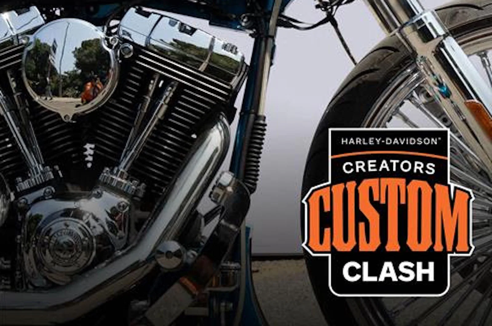 ハーレーダビッドソン V ツインと「Creators Custom Clash」ロゴ