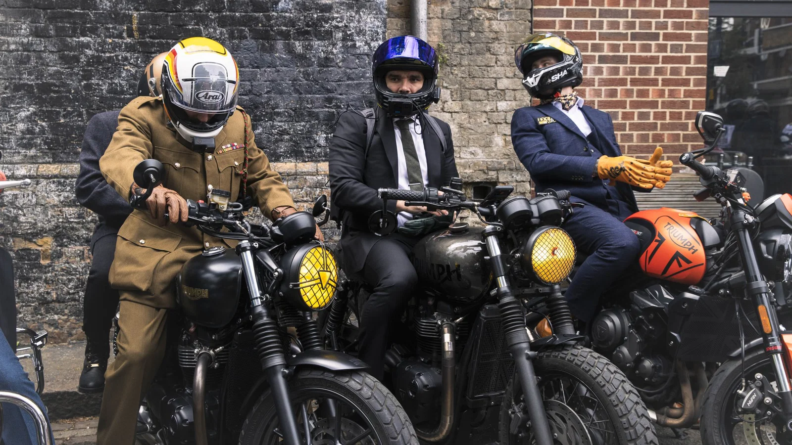Triumph motorcycles and riders at the 2026 Distinguished Gentleman