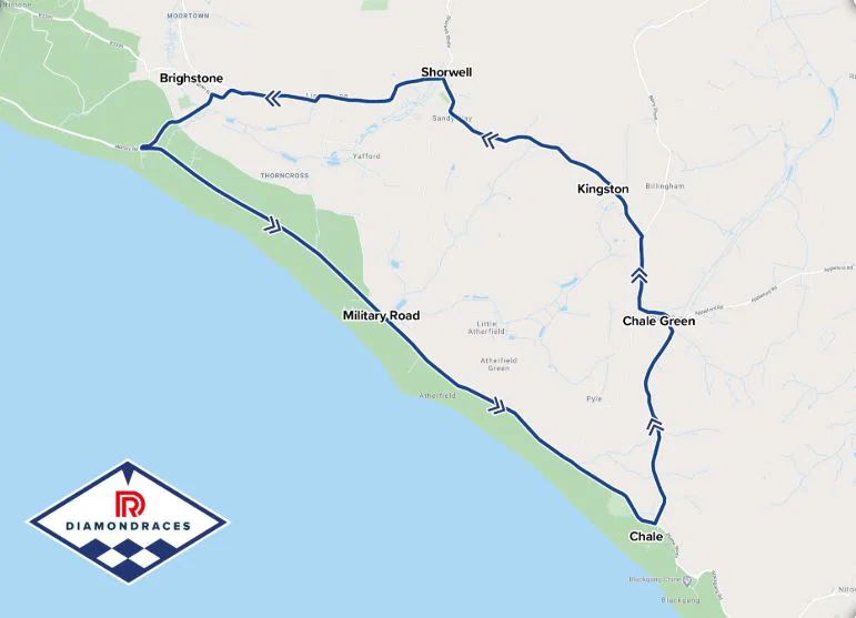 ワイト島ダイヤモンドレースのトラックマップ