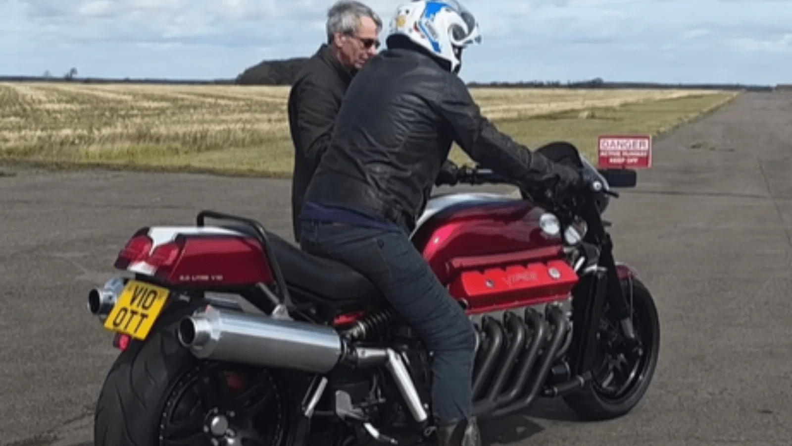 Allen Millyard supervised Tim Whittaker during his first ride of the iconic Viper V10.