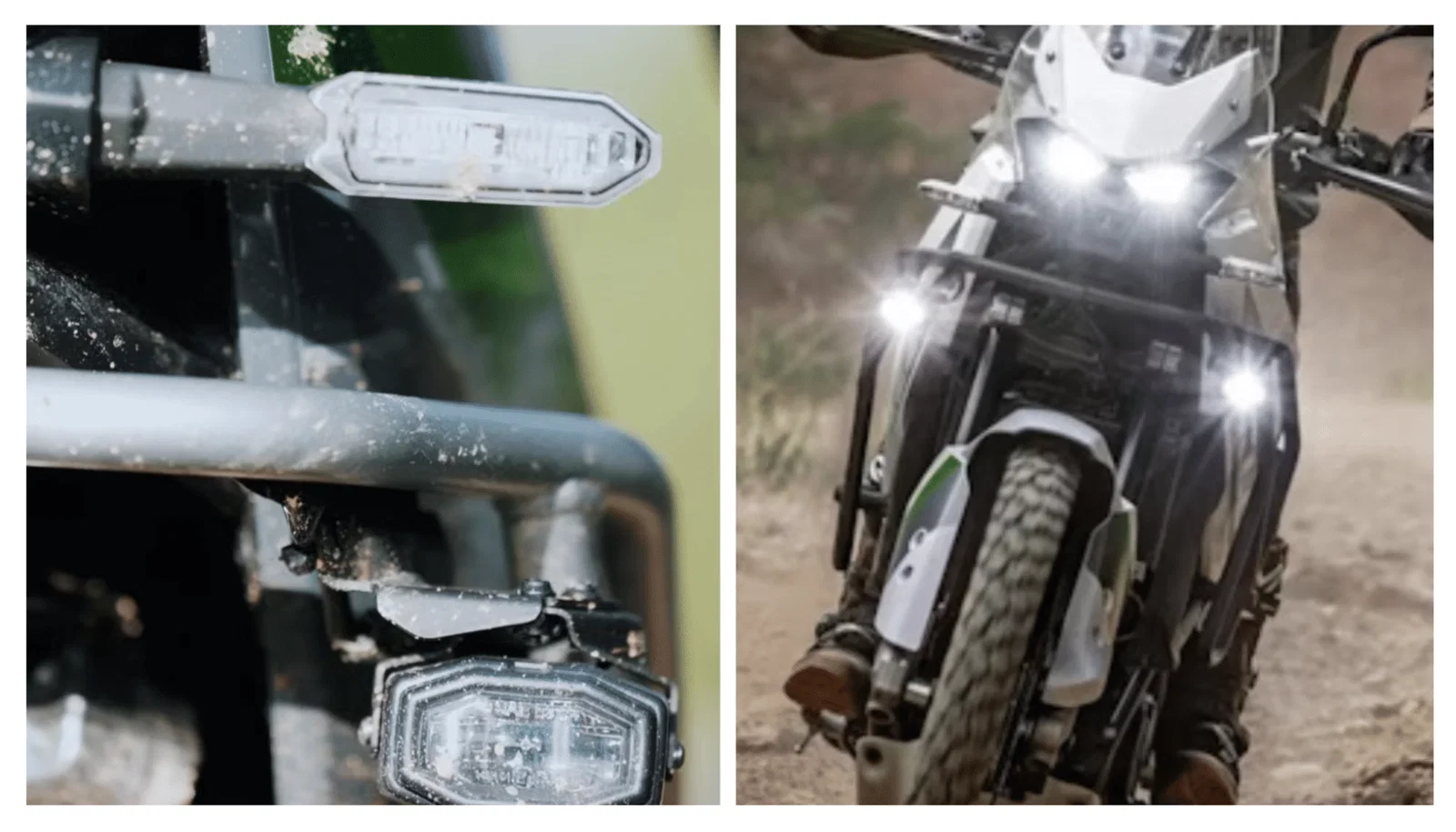 新型バイク(左)とKLE500(右)の正面図