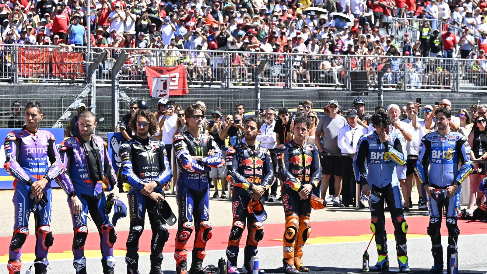 MotoGP rider on the grid in Aragon. Credit: Gold and Goose.