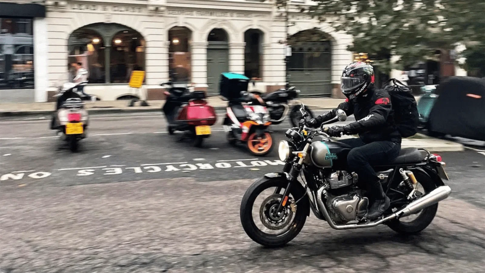 Royal Enfield Interceptor 650 riding in London
